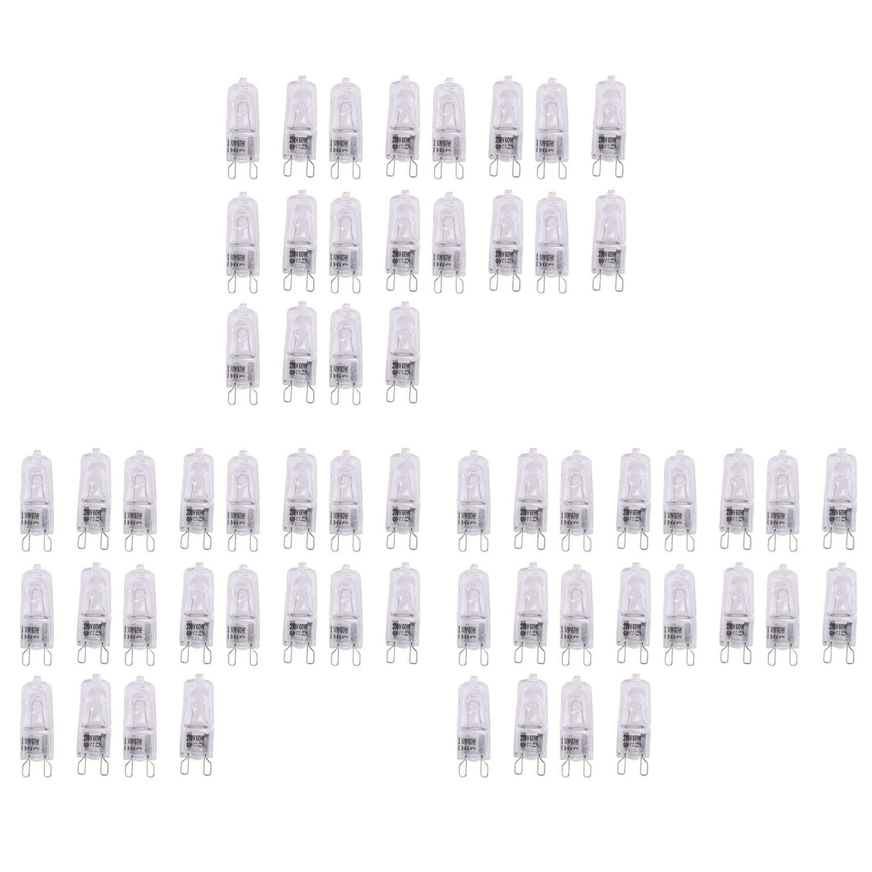 Hndhbfgrt 60Pcs G9 Light Bulbs,60W Clear Lamps Dimmable,Warm White 2800K for Chandeliers,Pendants,Landscape Lights