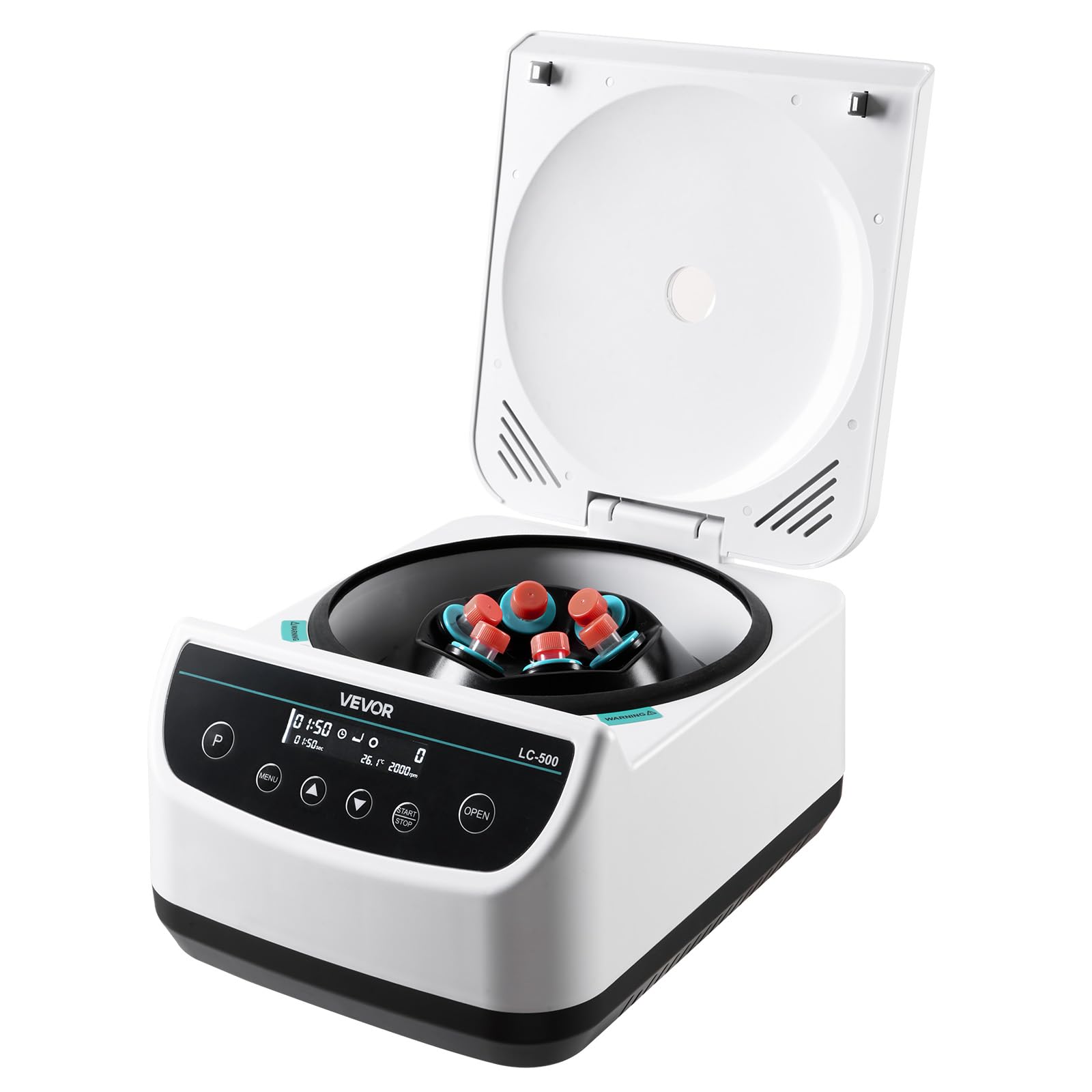 VEVOR Centrifuga da Laboratorio Elettrica 100-2100 xg RCF con Rotore per Provette da 2/5/10/15/50 ml, Velocità Regolabile da 500 a 4000 Giri/min, Bassa Rumorosità per Esperimenti di Laboratorio