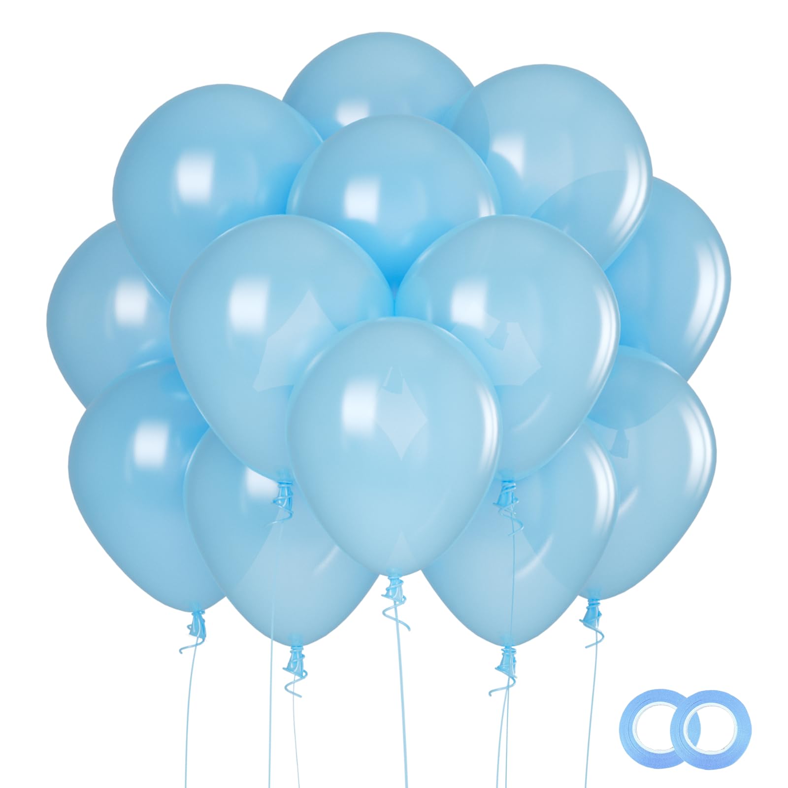 Strahlend Himmel Blau Luftballons 12 Zoll, 110 Stück Vakuumverpackte Partyballons, 100% Naturlatex, Heliumtauglich für Hochzeit, Geburtstag, Weihnachten, Valentinstag