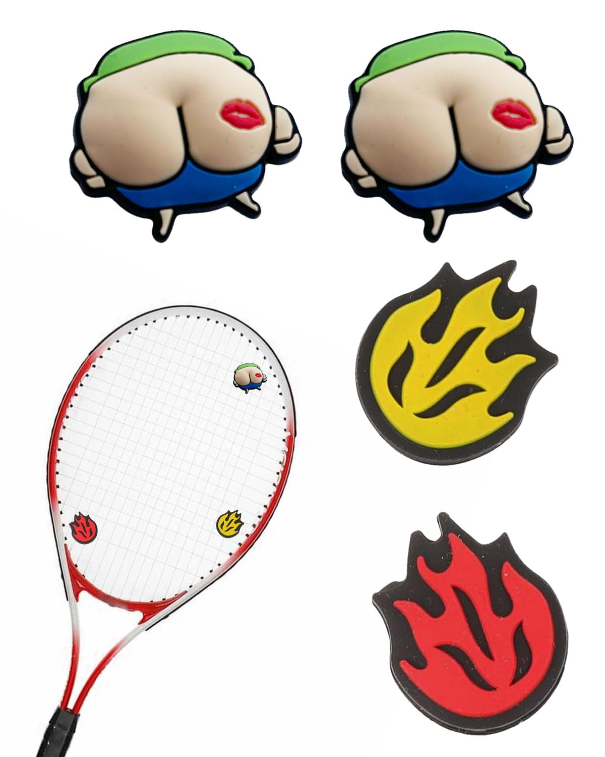 4Pcs Amortiguador Raqueta Tenis, Antivibrador de Vibración de Silicona con Diseño de Dibujos Animados, Amortiguador para Raqueta de Tenis, Raquetas de Bádminton y Raquetas