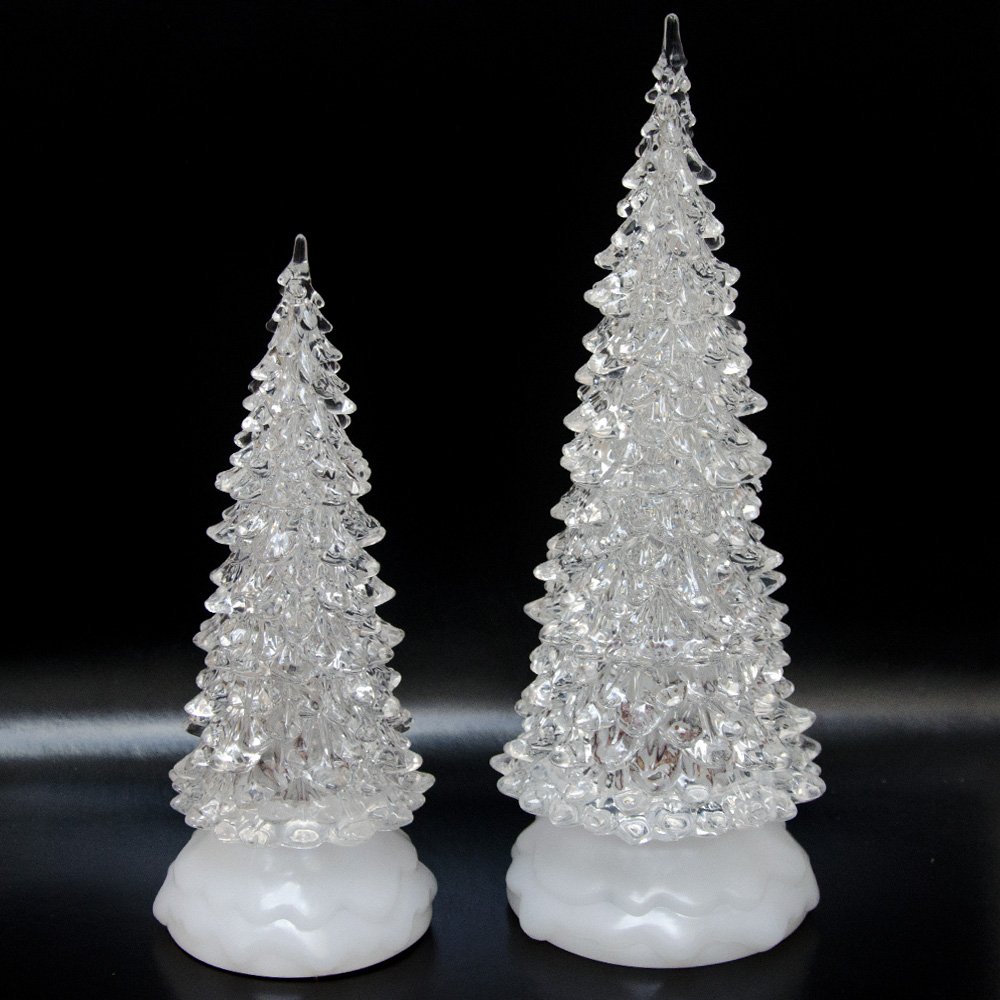 Tronje 27cm Albero di Natale Piccolo con Luce LED - Alberi di Natale Cristallo Artificiali da Tavolo - Timer USB Illuminato Decorazione Natalizie