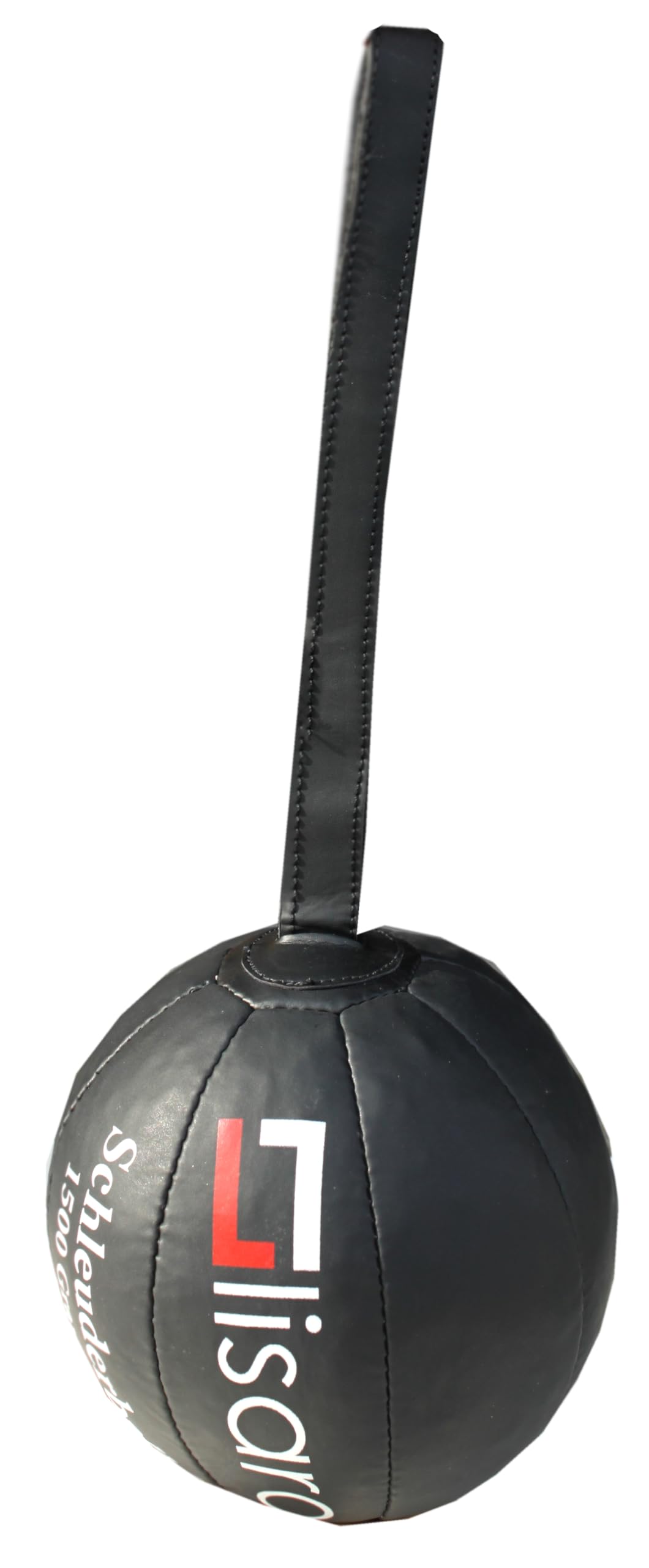 lisaro Piłka do rzucania ze skóry PU, kolor czarny, średnica ok. 18-20 cm. Rozmiar 1500 g