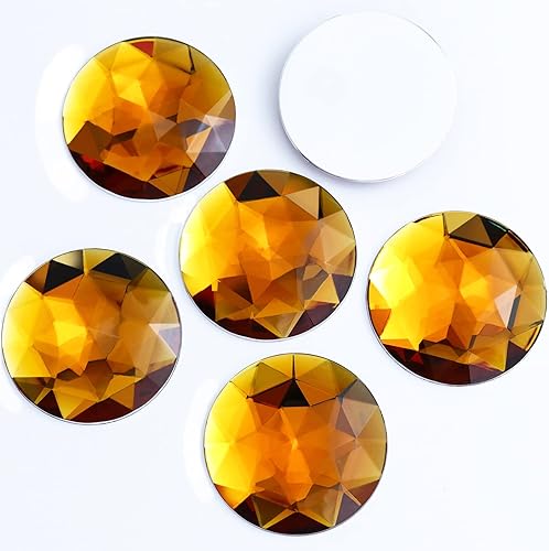 Diamantes de imitación grandes de parte trasera plana de 1.575 pulgadas, 8 piezas de gemas redondas de acrílico ámbar grandes para manualidades,