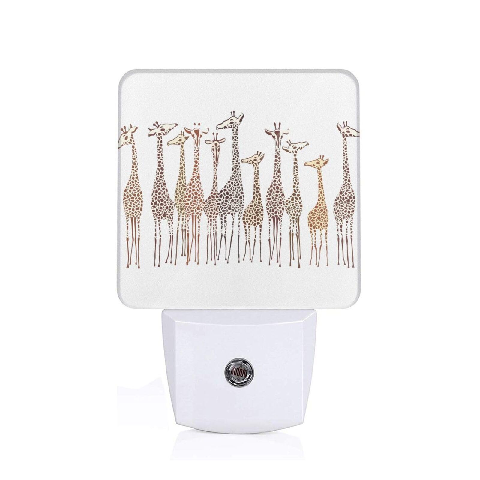 Oxbnmm White Cute Cartoon Funny Giraffes Led Night Light Plug In, Modern Nightlight Dusk To Dawn Sensor Wall Night Lights For Hallway Bedroom Stairway