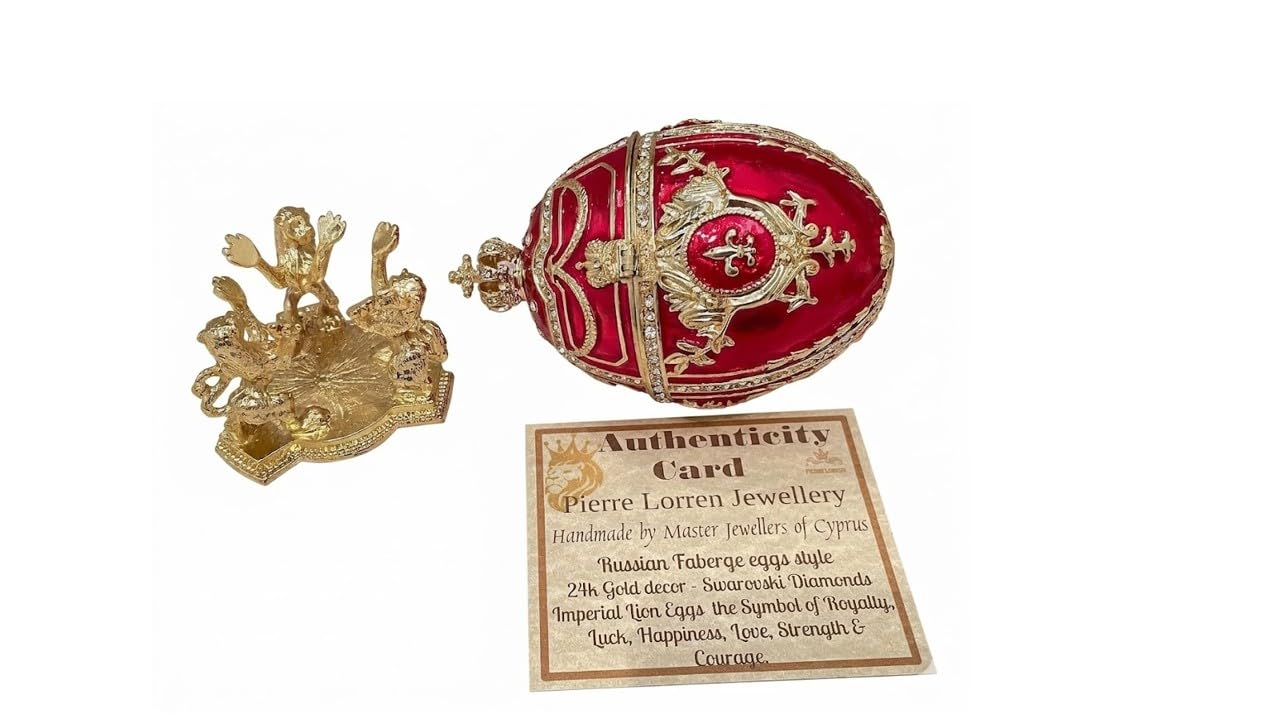Boîte à bijoux œuf de Fabergé avec cristaux et décoration or