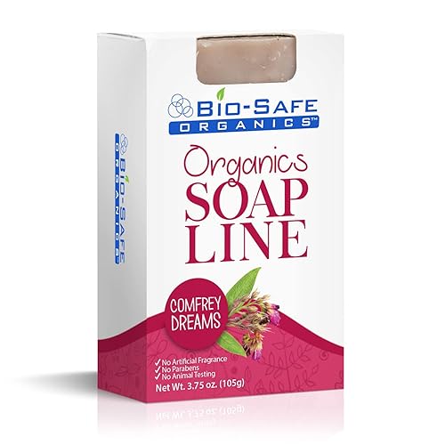 Jabón corporal orgánico natural hecho a mano Comfrey Dreams con barra de champú con cártamo, palma y oliva para pieles sensibles  Lujoso y relajante