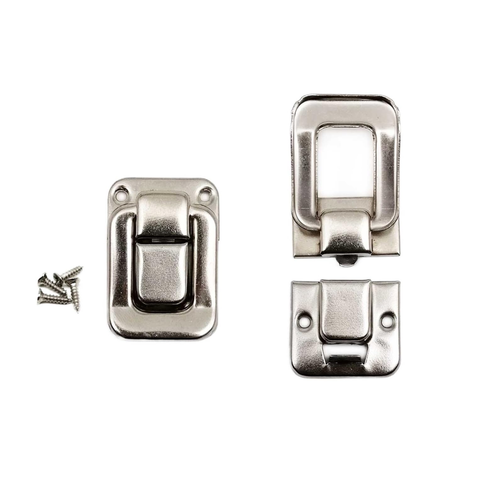 8pcs Antique Brass Silver Golden Decor Jewelry Chest Gift Box Case Leather Bag Suitcase Hasp Latch Toggle Lock Clasp Closure for Boxes v(Sliver)