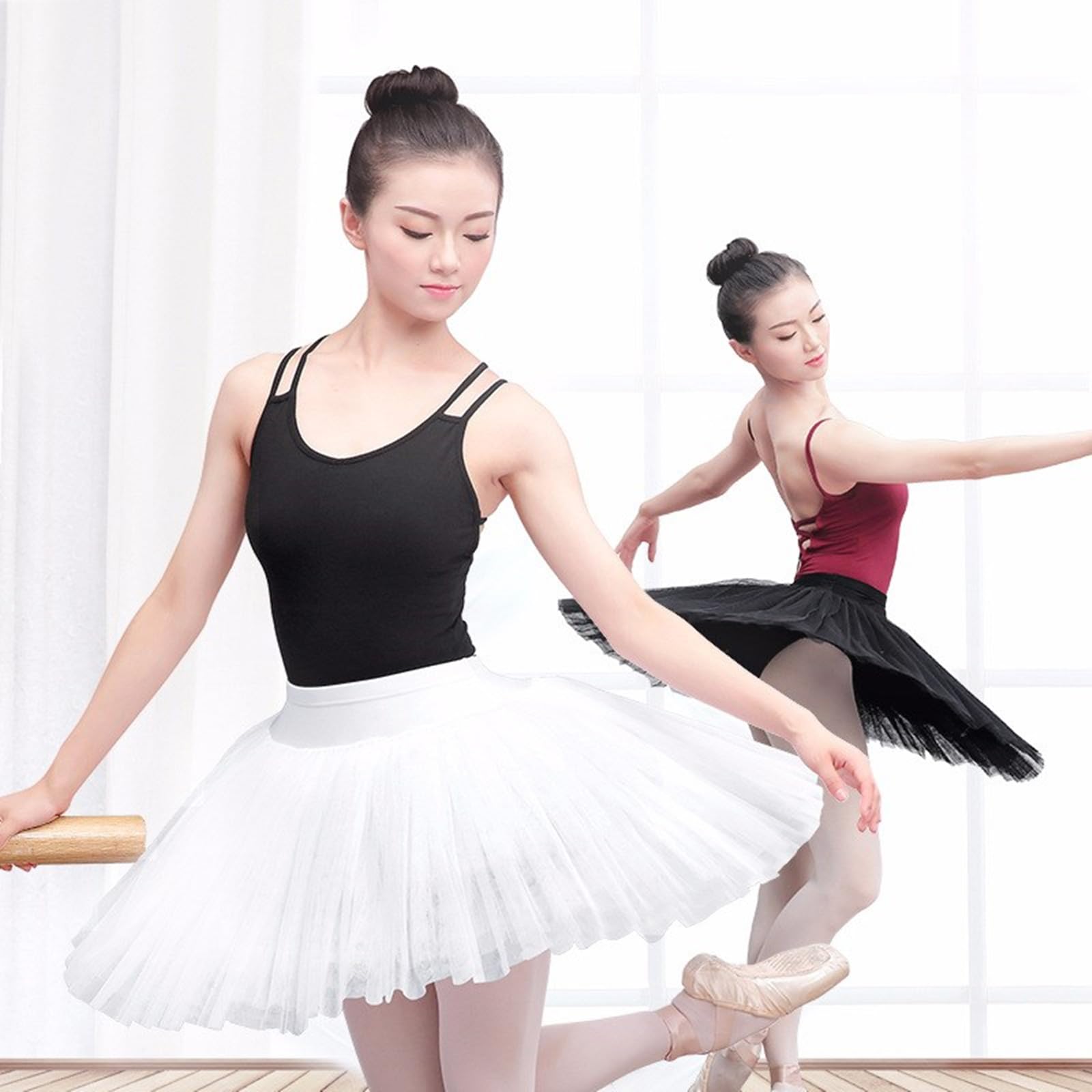Jupe Tutus de Ballet Professionnelle, 7 Couches de Tulle, Plateau d ' Organdi Dur, Jupe de Danse de crêpes, Culotte intégrée, Tutus de Danse de crêpes