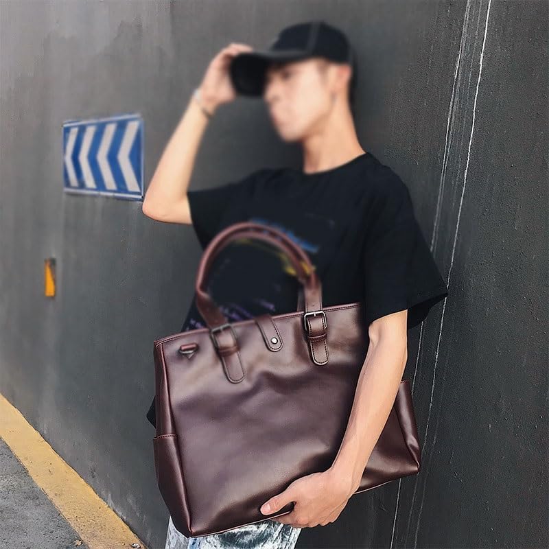 Men's Computer Handbag Retro Minimalist Large Capacity Briefcase Leisure Crossbody Shoulder Bag