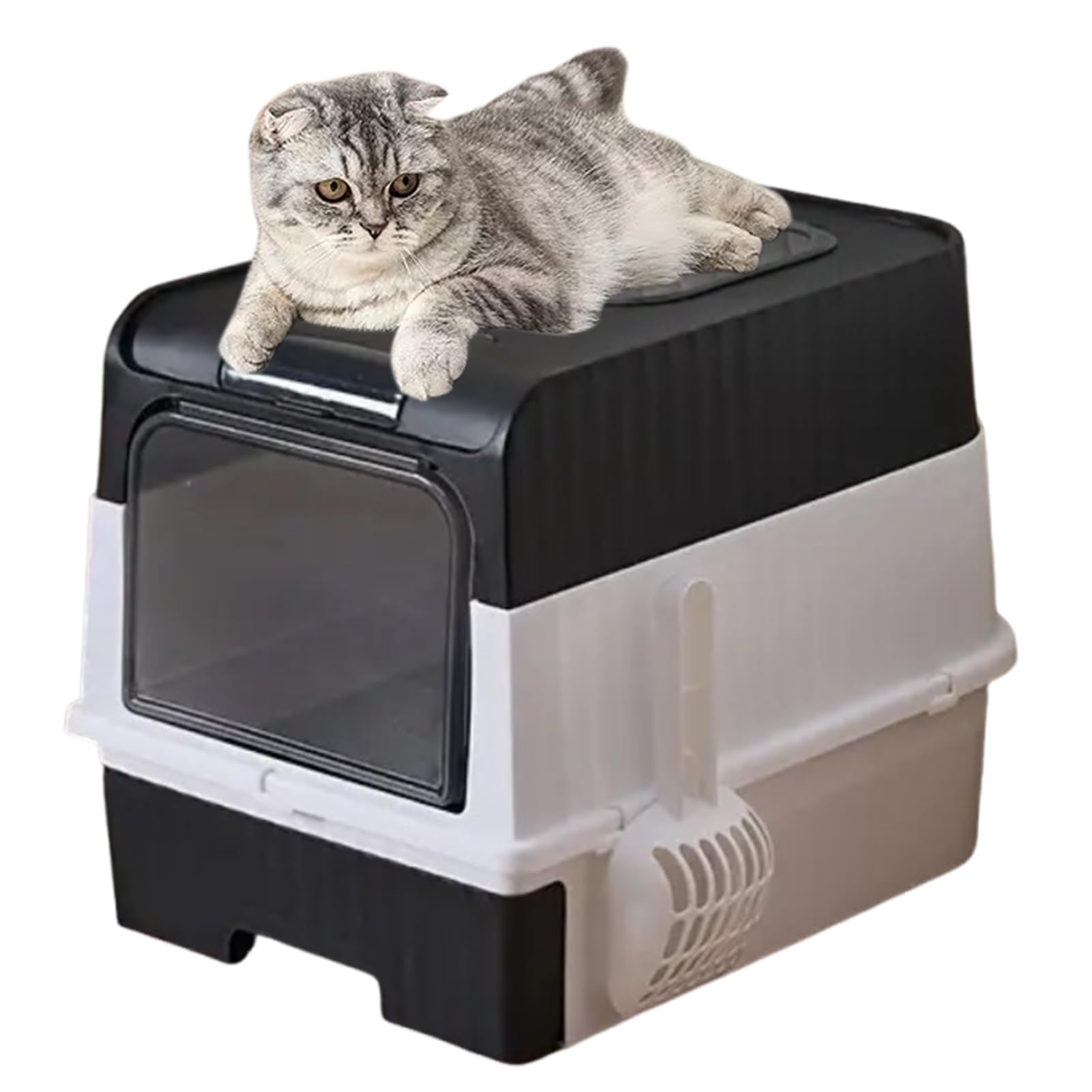 Katzenklo Katzentoilette Mit Haube | Geschlossene Klappbare Leichte Katzentoilette Mit Siebfunktion, Schaufel Und Abfallbeuteln Für Die Innenhaltung