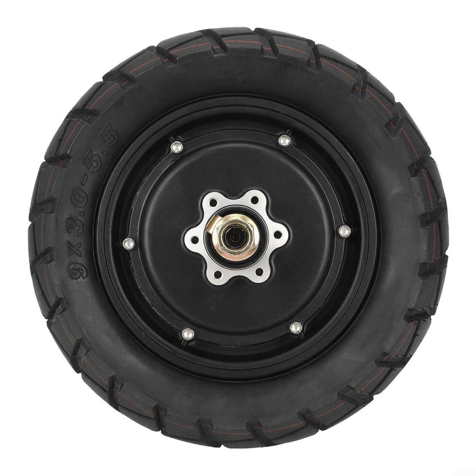 Roue de moteur 600 W 48 V pour scooter électrique Kukirin G2 Pro DB 9X30-55 avec bande de roulement irrégulière résistante à l'usure en métal et caoutchouc moyeu arrière de rechange