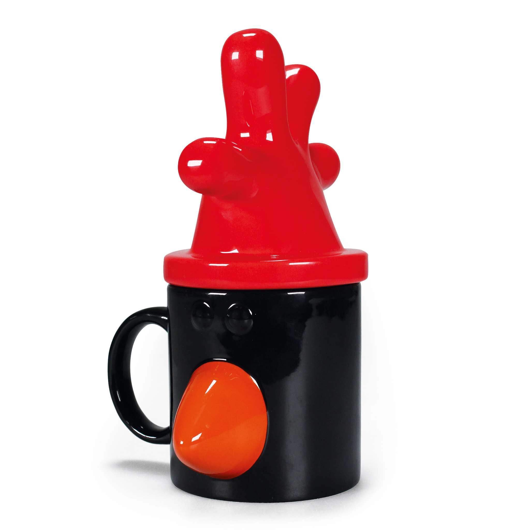 Half Moon Bay Coffee Cup For Your Favorite Morning Brew, 11.5 Oz Ceramic Stoneware, Wallace and Gromit Feathers McGraw Shaped Mug With Lid
