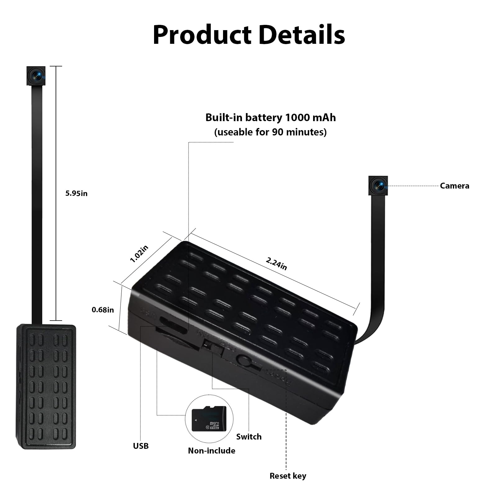 Cámara oculta Nanny Cam - Mini cámara espía WiFi 1080P con detección de movimiento, grabadora de bucle portátil inalámbrica para el hogar, oficina, bebé, monitoreo de mascotas