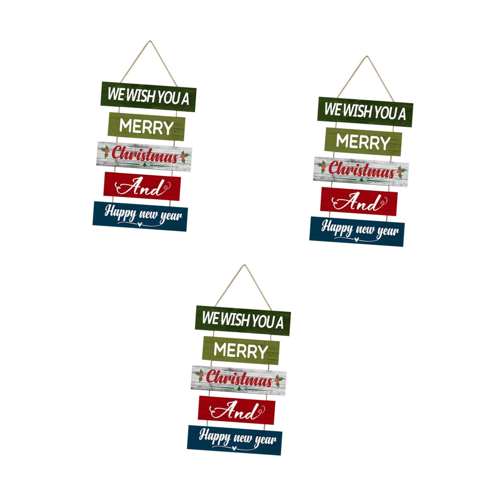 PRETYZOOM 3st Weihnachtswandbehang Weihnachtsdeko Festival-holztürdekor Weihnachtsschild Aus Holz Haustür Anhänger Wandanhänger Wandhängung Ornament Party-türschild Festliche Behänge Hölzern