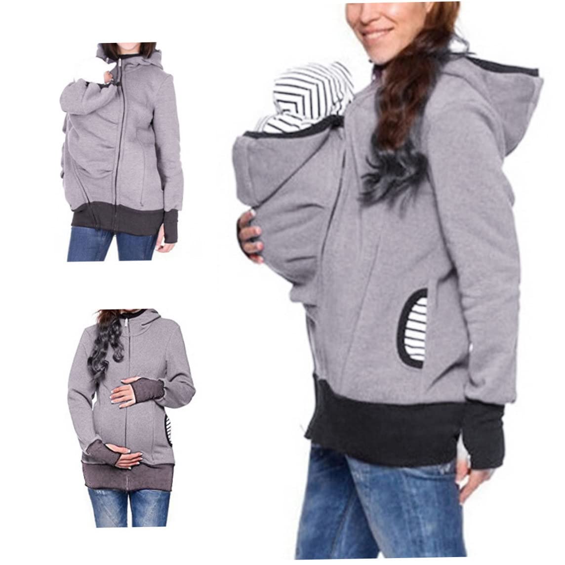 Generisch Sweat à Capuche Kangourou Pour Homme - Porte-bébé