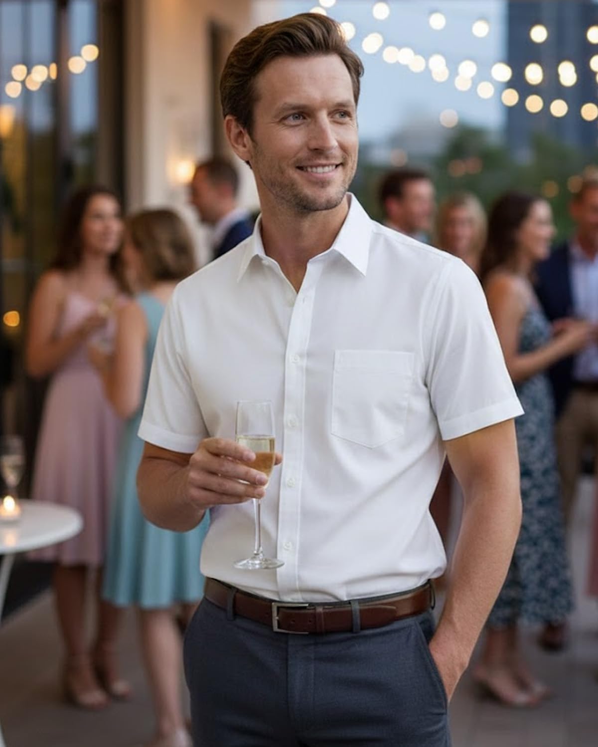 Liloak Herren Hemd Kurzarm Regular Fit Businesshemd für den Sommer