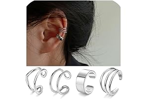925 Sterling Silver 4 Cuff Earring Set
