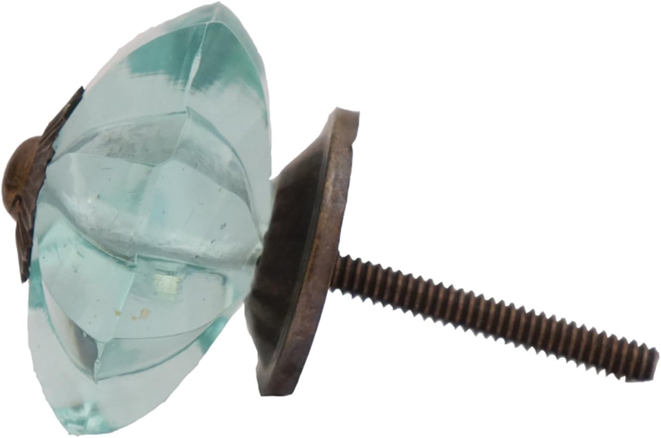 Perilla Home Set of 6 Crystal Knobs for Cabinet & Drawers Decorative Melon Glass Knobs for Home Kitchen Cabinet Hardware Cupboard Glass Door Dresser Wardrobe and Drawer Pulls (Small, Sky Blue)
