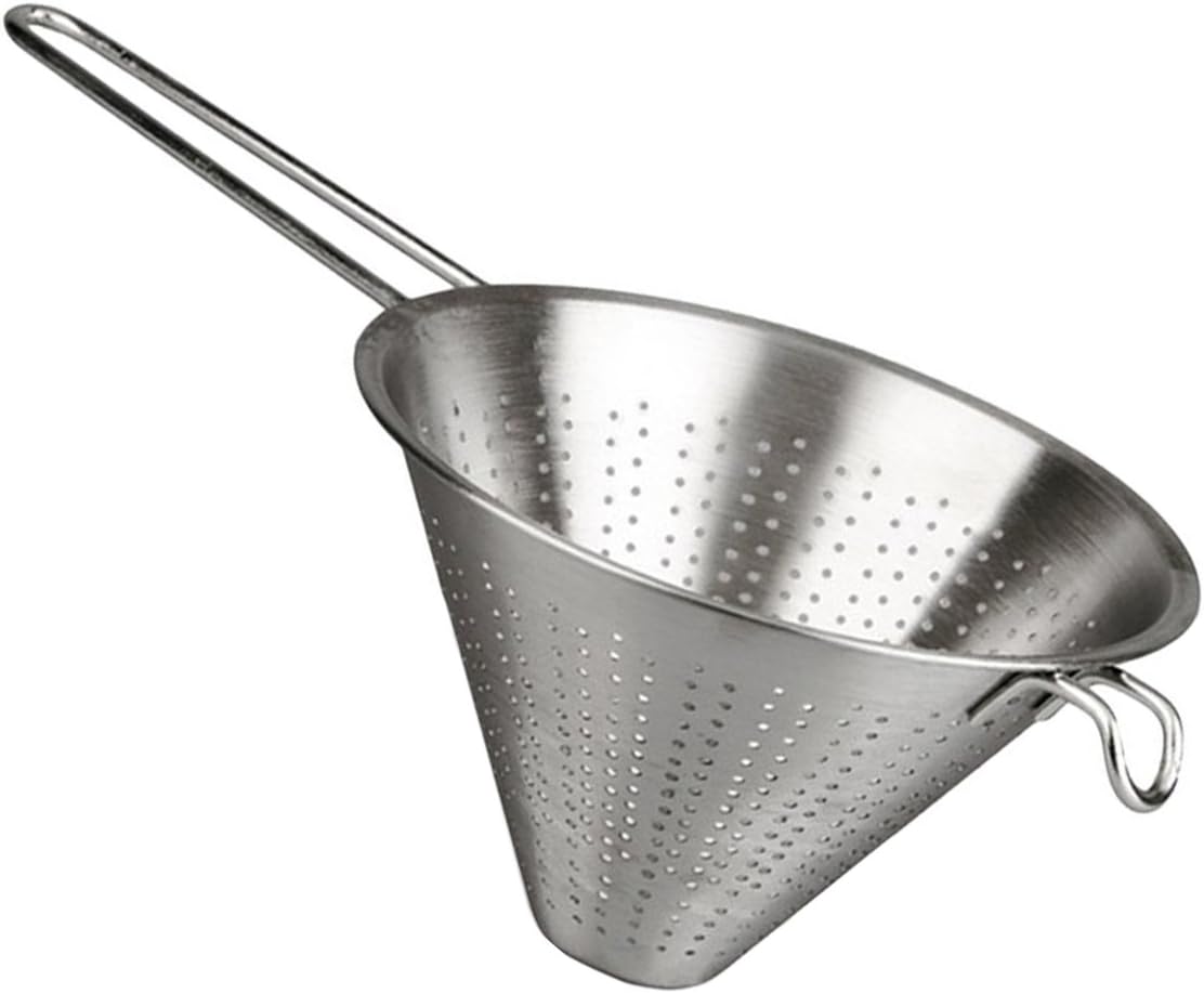 Stainless Steel Chinese Strainer - Fine Mesh Kitchen Sieve with Handle - Food Strainer for Sauces, Broth and Cooking - Kitchen Colander - 24 Centimeters