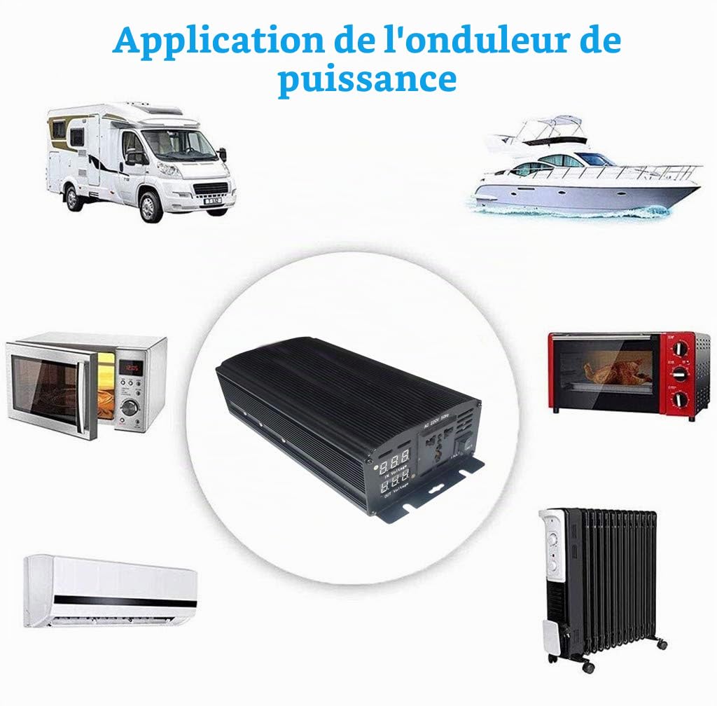 WGE Convertisseurs De Puissance Inverseur 36V CC À 220V CA, Prise De Voiture pour Inverseur CA.,3000w