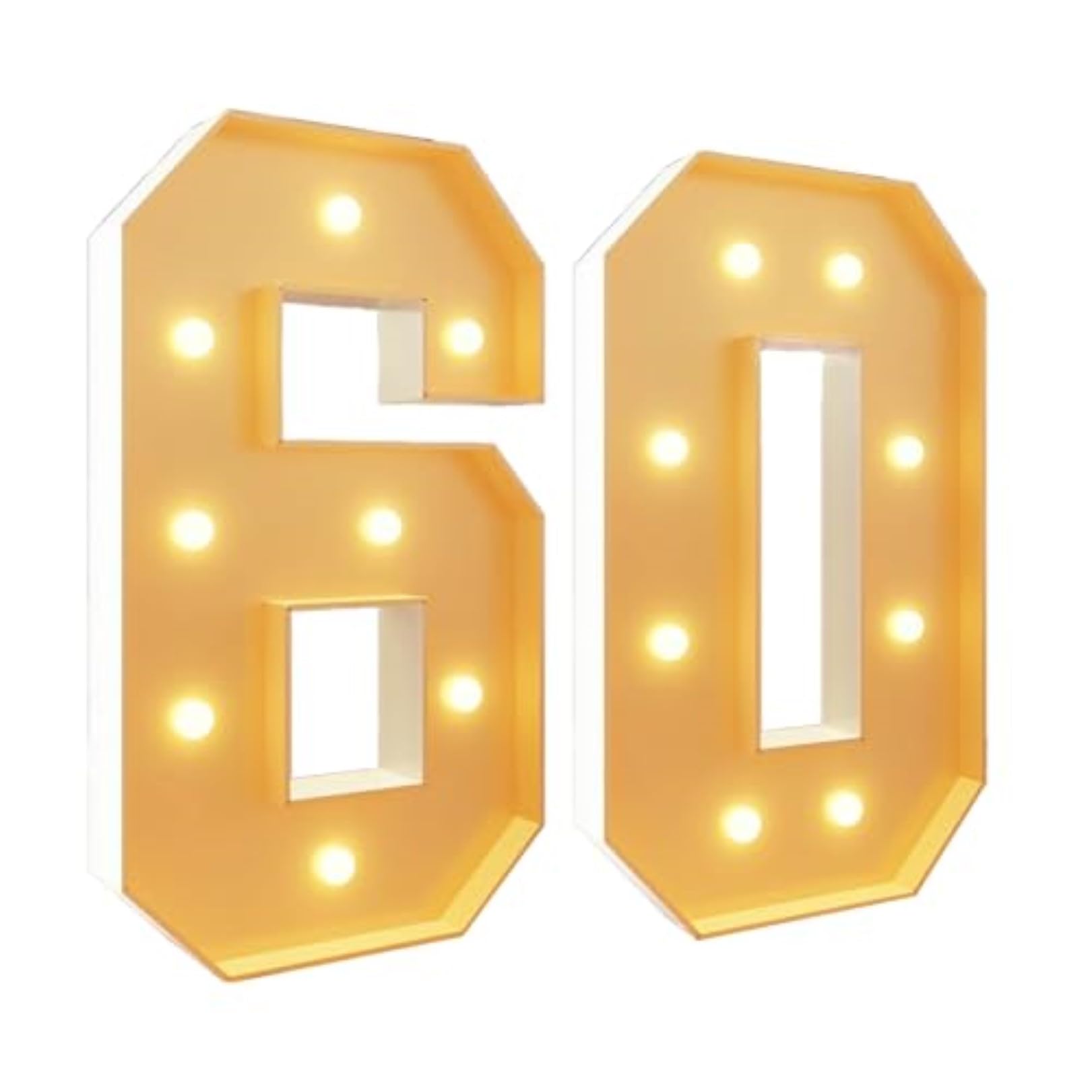 Iincooy Number 60 2.3Ft Light Up Numbers 60 Large Marquee Numbers Wedding Decor Led Lights Sign Numbers For Party Birthday Anniversary Engagement Party Decor