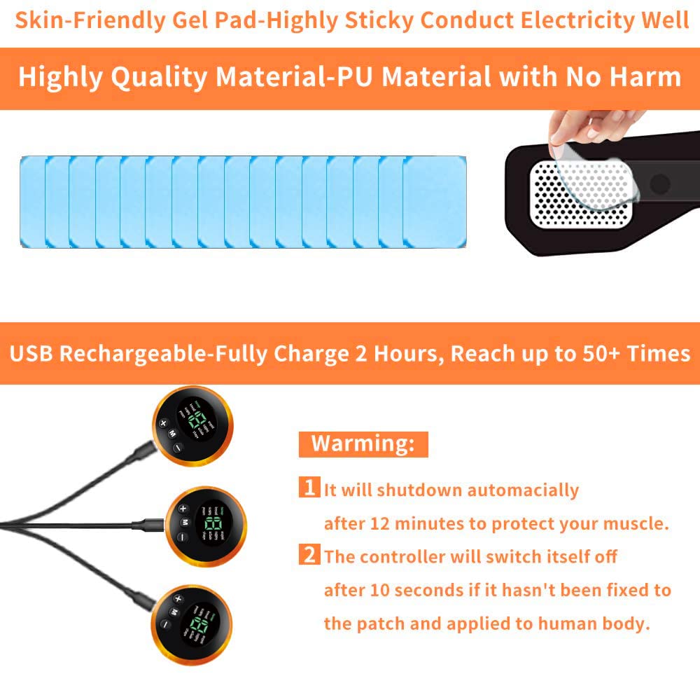 WUGEIN EMS Electroestimulador Muscular, Abdominales Cinturón,Masajeador Eléctrico Cinturón, Hombresy Mujeres Ejercitador del Abdomen/Brazo/Piernas/Cintura