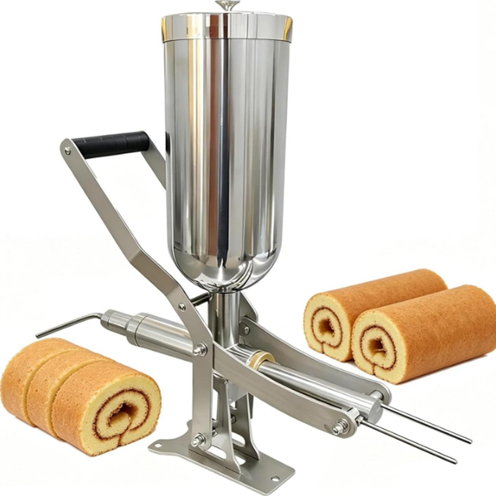 Xygzythror Multicolor Fruit Churro Jam Filling Machine, Commercial 5L Stainless Steel Manual Operated Spanish Donuts Dessert Filler Filling Machine, For Kitchen Restaurant