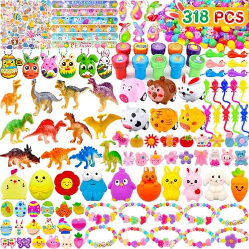 bider 318 pcs Easter Eggs with Toys inside Bulk filled Easter Basket Stuffers Egg Hunt Easter Party Favors for Kids Toddlers Boys Girls 100 pack