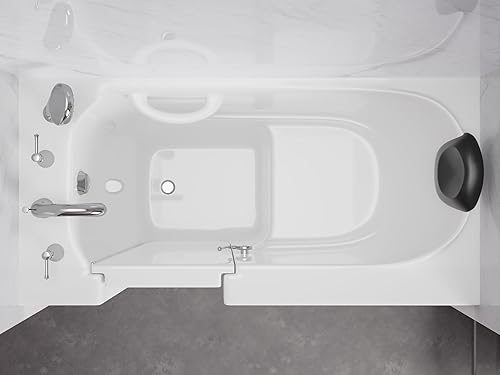 Miniatura 3 de ANZZI Bañera de 53 x 26 pulgadas con grifo de llenado rápido, cabezal de ducha de 60 pulgadas, fácil entrada, sello hermético, almohada para la