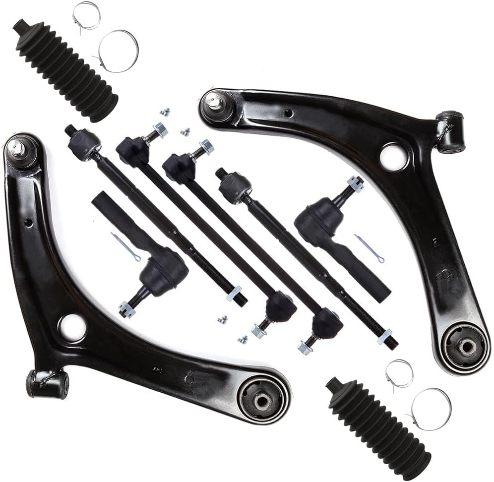 SCITOO 10pcs Front Suspension Kit Lower Control Arm And Ball Joint Outer Inner Tie Rod End w/Boot Sway Bar Link for 2007-2017 for Jeep Compass for Jeep Patriot for Dodge Caliber