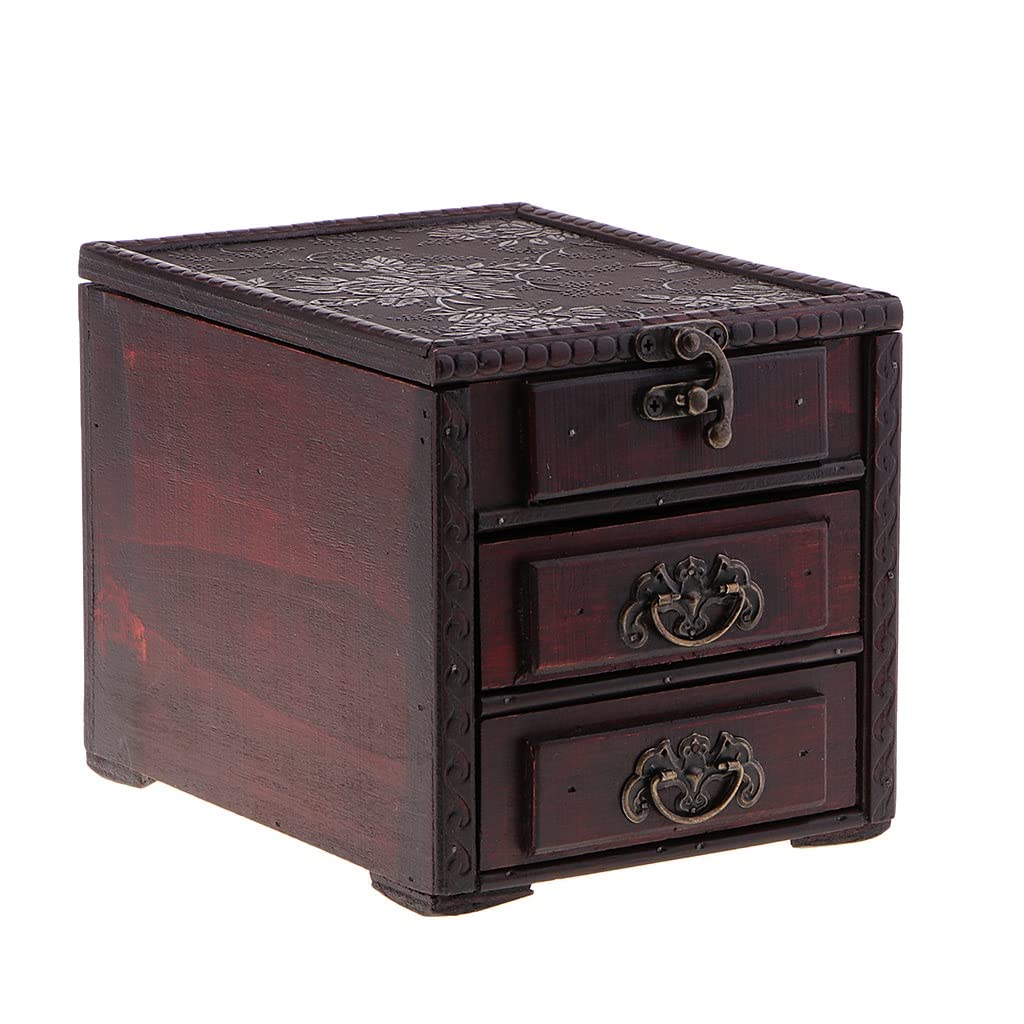 Portagioie vintage in legno con serratura in metallo con specchio, scatola portaoggetti antica per donne, scatola regalo organizer per tesori