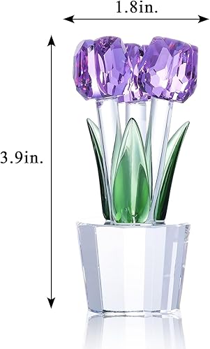 Miniatura 7 de Movdyka Tulipanes de flores de cristal, decoración de cristal, coleccionables, ramo de flores moradas, adornos de tulipanes para mujeres en
