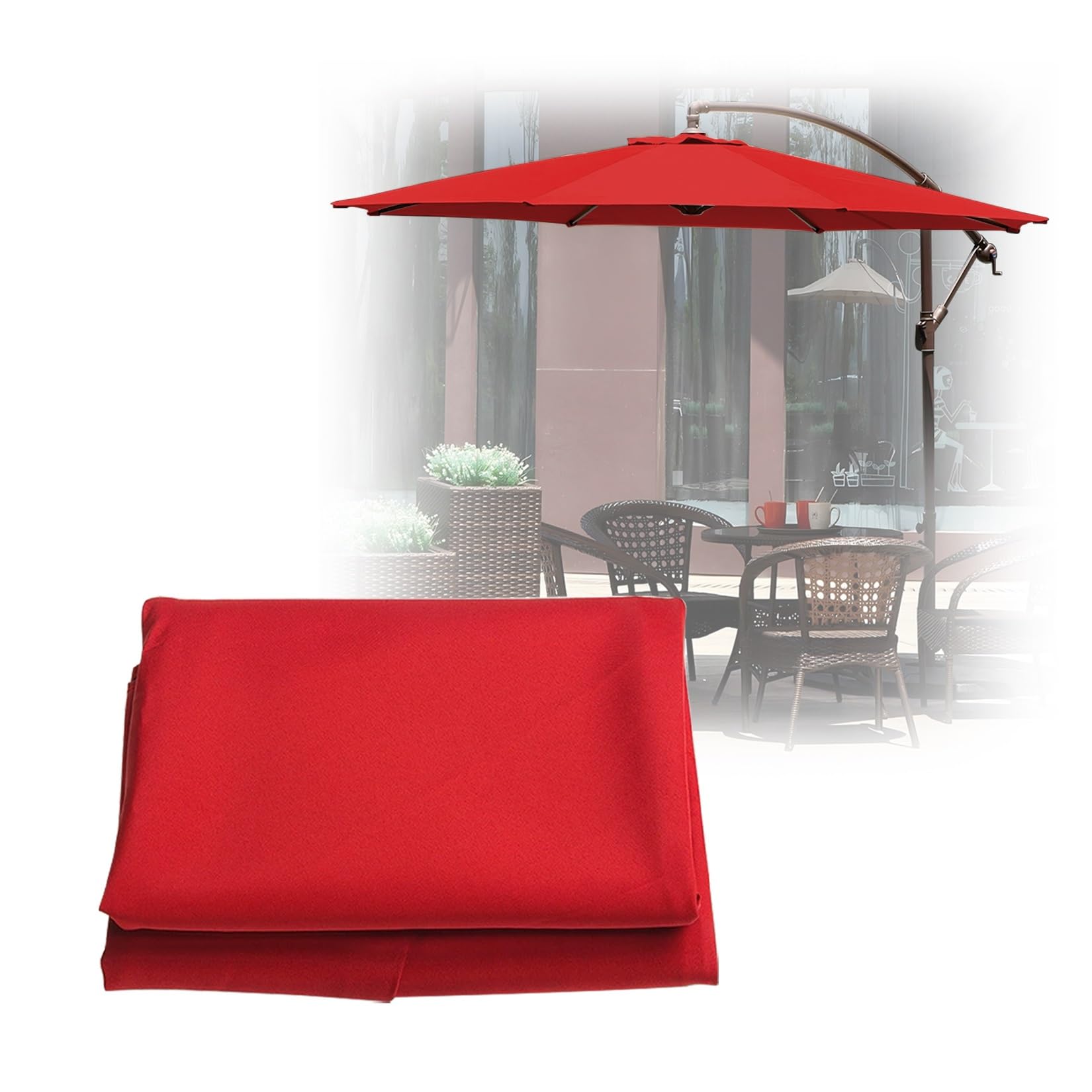 ESOYAWE Garden Parasol Covers Replacement Parasol Canopy, 6 Ribs 8 Ribs Patio Umbrella Replacement Canopy, Waterproof UV Protection Outdoor Parasol Fabric Replacement (Canopy Only)