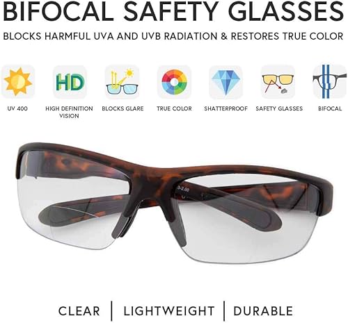 Miniatura 9 de VITENZI Gafas de seguridad bifocales con lectores envolventes para lectura con aumento para hombres y mujeres - Roma