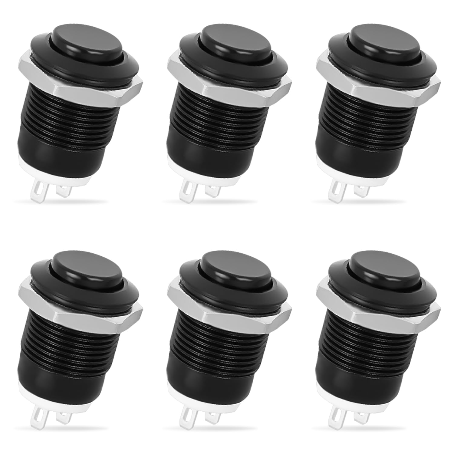 Nilight 12mm Momentary Push Button Switch 6PCS 12V Waterproof Black Metal Small Round Power Push Button Switches 2 Pin for Car Automotive Truck Boat Marine Off-Road Vehicle-image-48