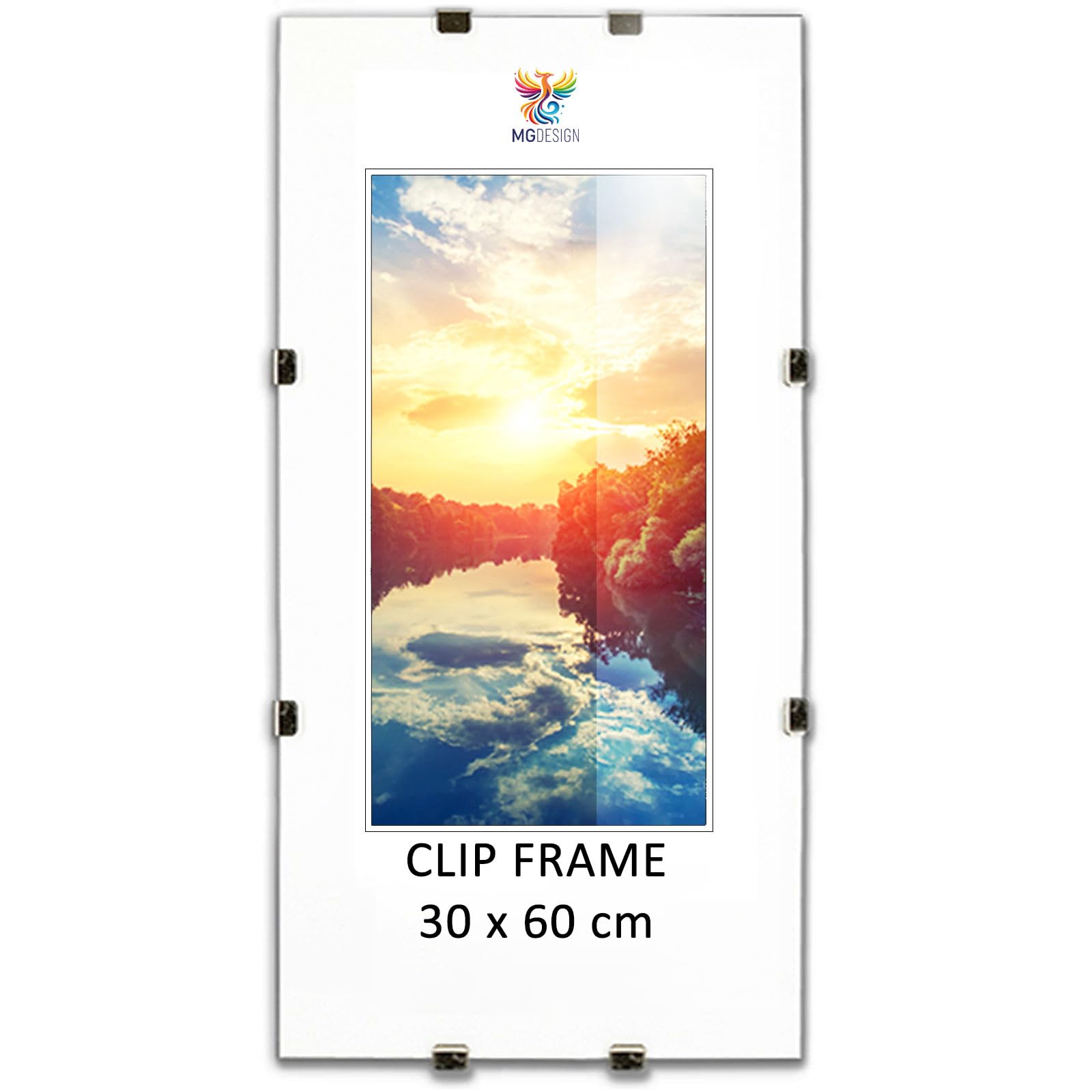 MG Design Clip Frame 12 x 24 in (30 x 60 cm) – Easy-to-Hang Shatterproof Acrylic Glass – For Posters, Photos & Certificates — image 1