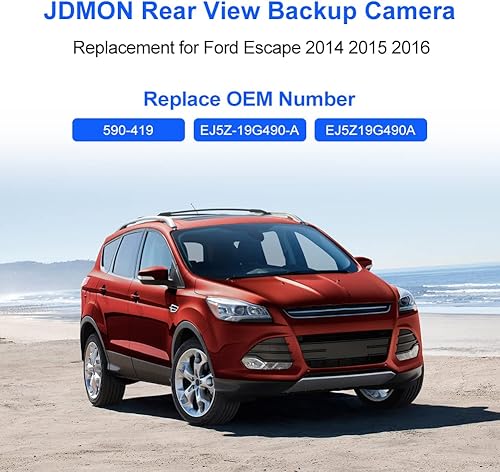 Miniatura 2 de JDMON Cámara de respaldo compatible con Ford Escape 2014 2015 2016 cámara trasera trasera asistida que reemplaza 590-419 EJ5Z-19G490-A EJ5Z19G490A