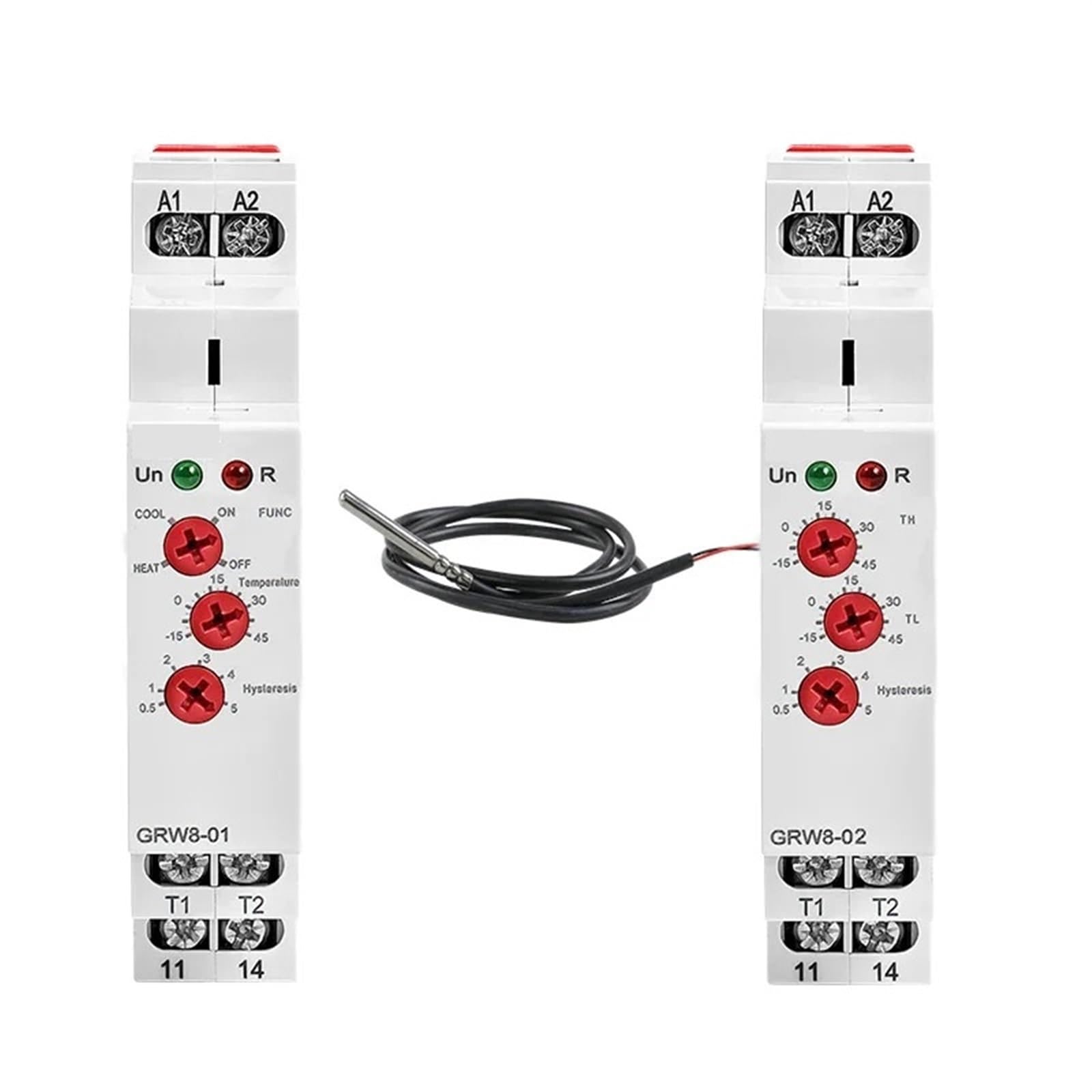 Relé de control de temperatura DIN GRW8 CA CC 24-240V con sonda de dos metros 6