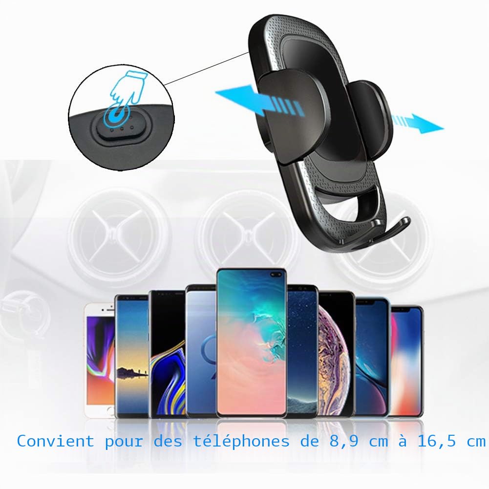 Support Téléphone de Voiture Ronde, Porte Telephone Ronde Voiture à Grille d'aération Facile Installer Stable Rotation 360°