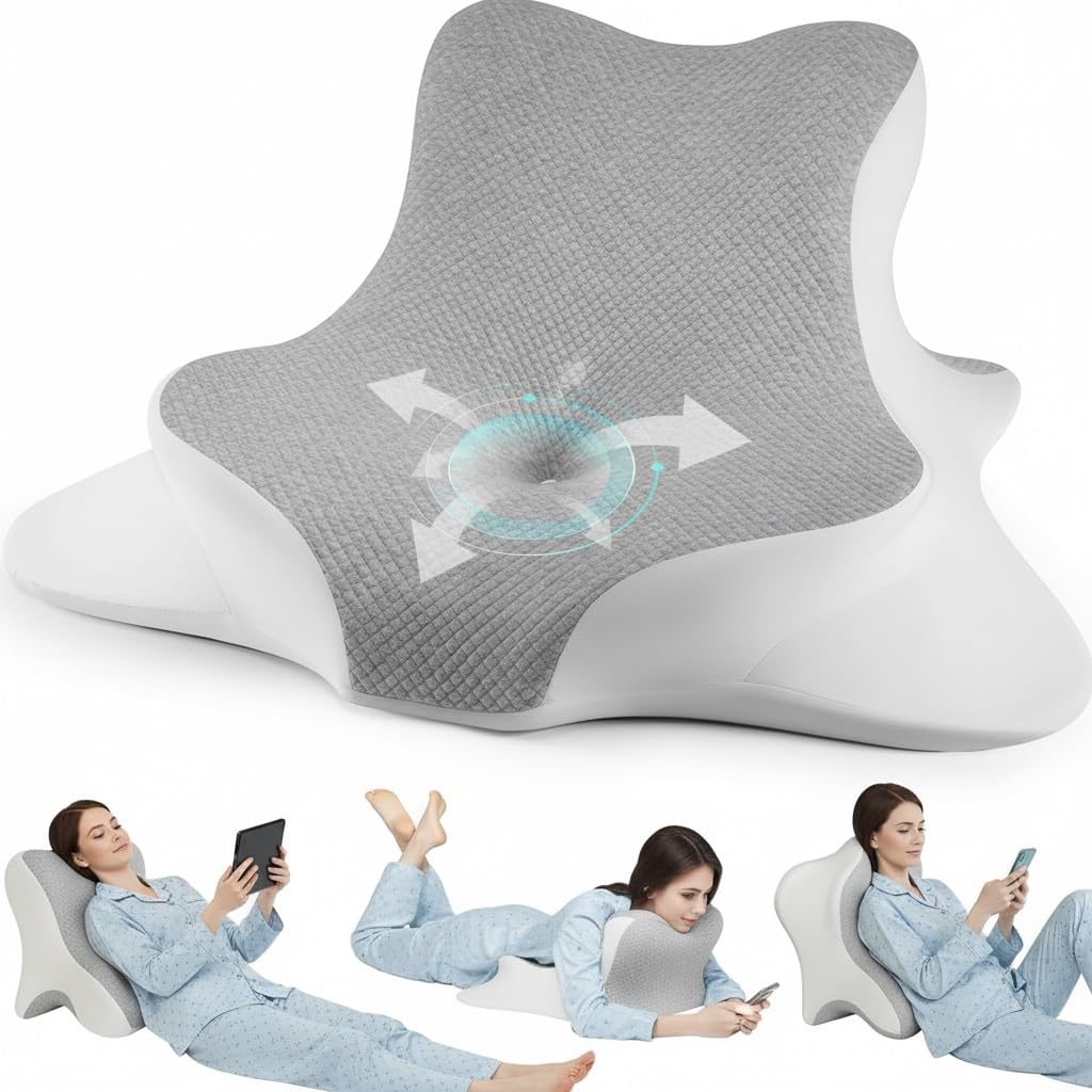 Cuscino Cervicale Ergonomico,Cuscino in Memory Foam per Dormire Per Laterali,Supini e Proni,Federa Sfoderabile e Lavabile