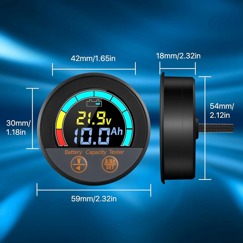 Tester per Batterie Impermeabile IP67 10-100 V 100 A Shunt Monitoraggio SoC Ah Litio LiFePO4