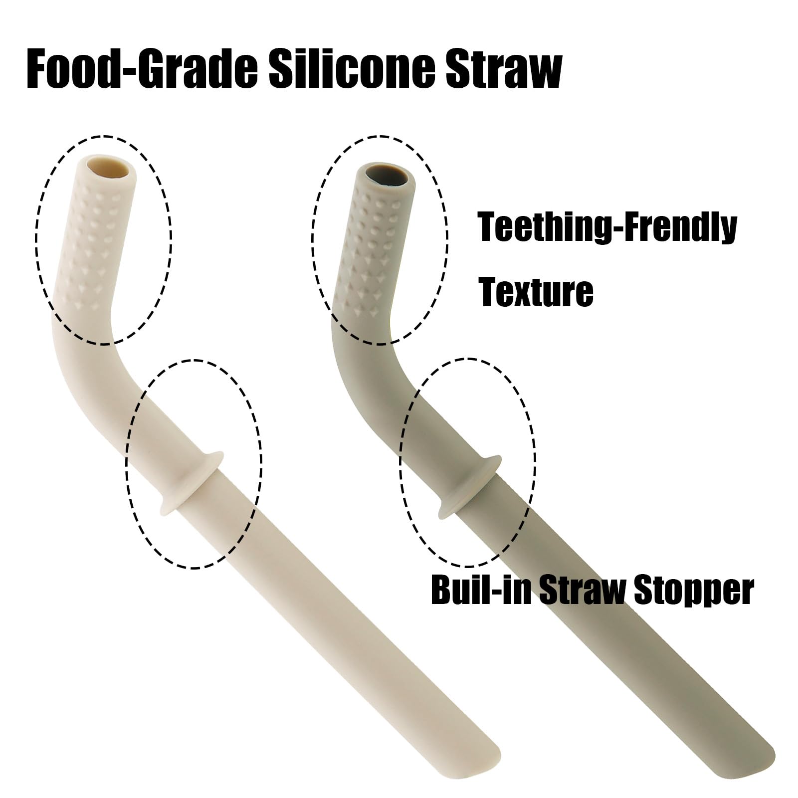 PandaEar Confezione da 2 Bicchieri in Acciaio Inox per Bambini con Coperchio e Manicotto in Silicone, Tazze Antigoccia da 260 ml con Cannuccia per Neonati e Neonate, Senza BPA (Beige & Khaki)