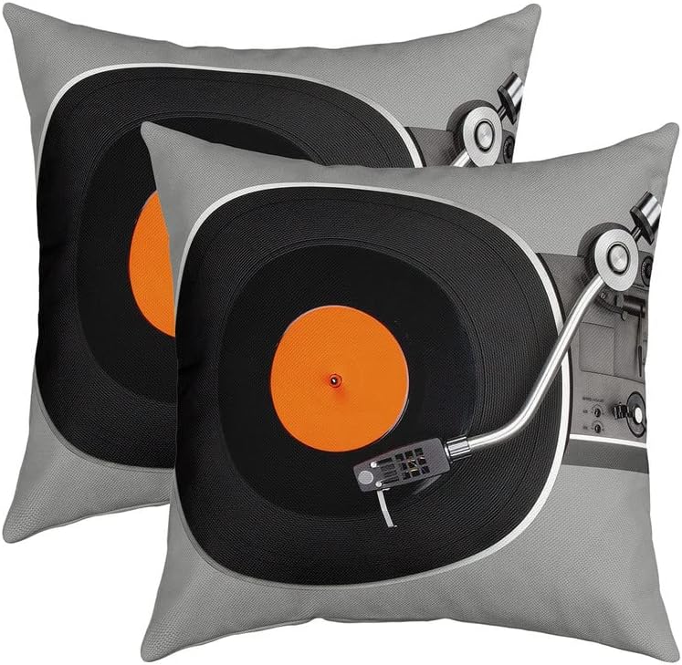 Feelyou Juego de 2 fundas de almohada reversibles para discos de vinilo, fundas de cojín cuadradas para tarjetas de CD, decoración del hogar, color