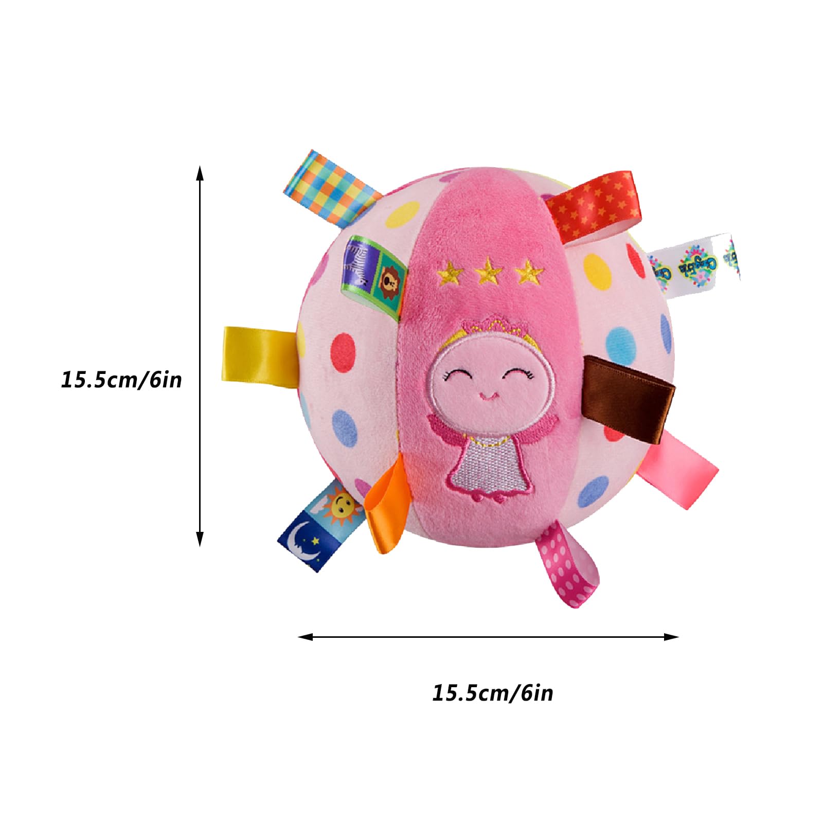 Pelota colorida para bebé, juguete de sonajero de felpa suave para educación temprana, juguete sensorial múltiple para bebés, niños pequeños, bola de cinta 8