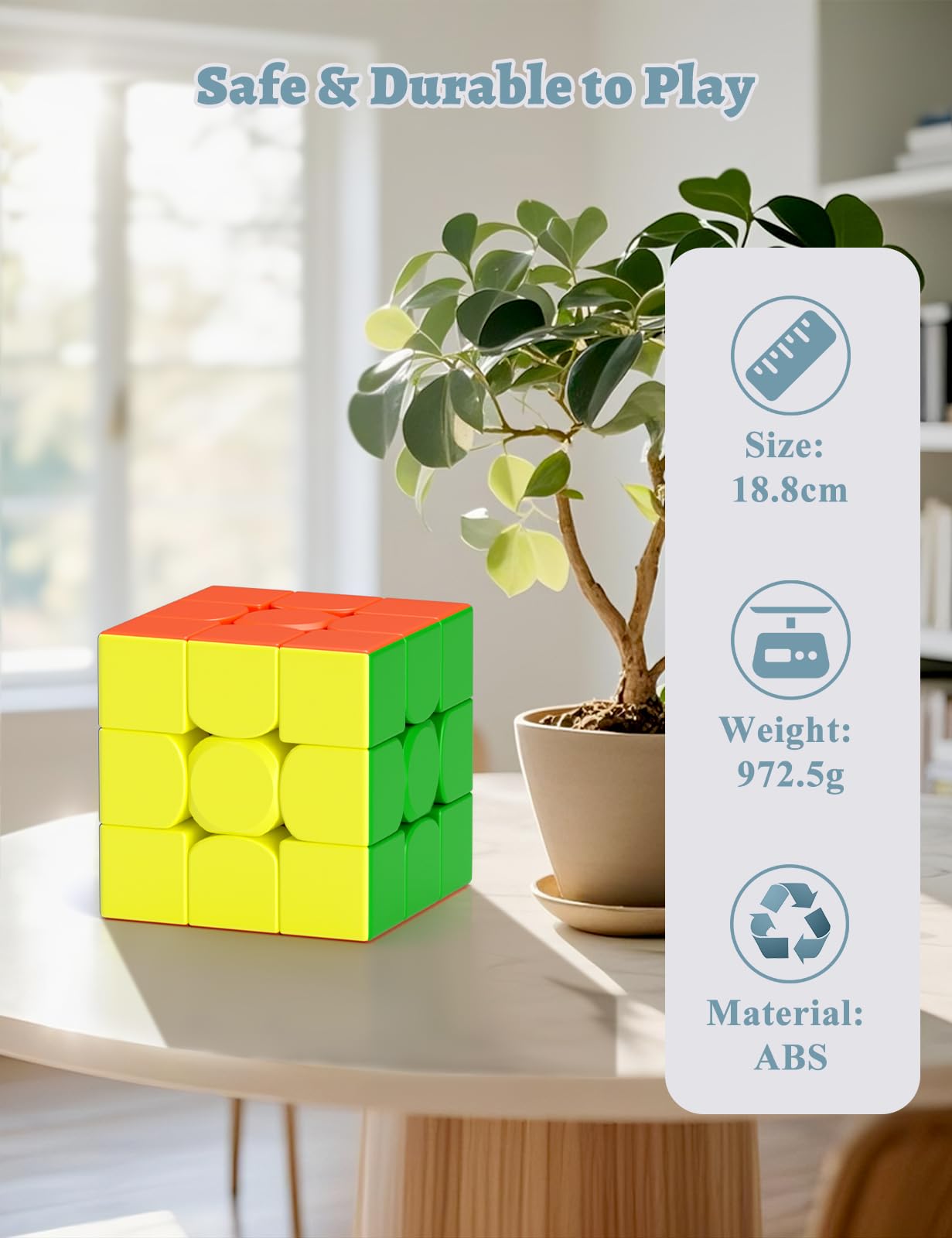ROXENDA Cubo Magico 3x3x3 Extra Large – 18,8CM Cube Gigante, Puzzle Cubo di Velocità Regalo Perfetto per Bambini e Adulti