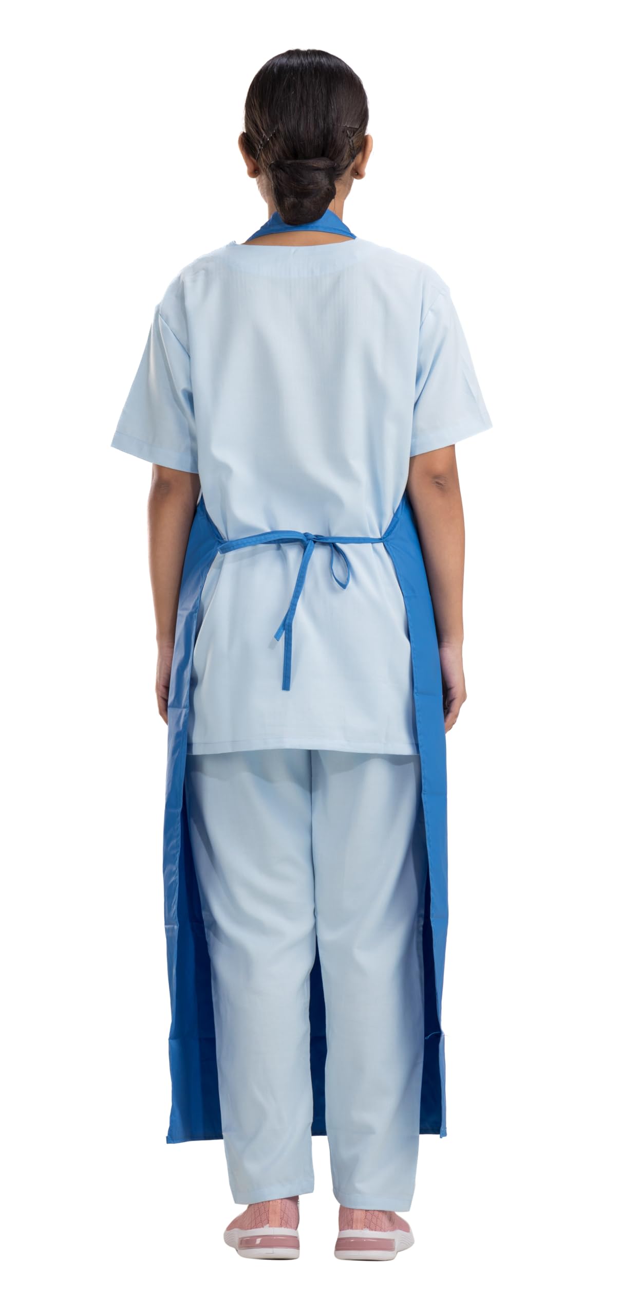 HOSPRIQS Reusable Waterproof Front Apron –, Size 45"x23" | Poly Rubber Coated Fabric | Tie-Type with Adjustable Neck Buckle | Pack of 1,Unisex, Sky Blue - Image 3 thumbnail