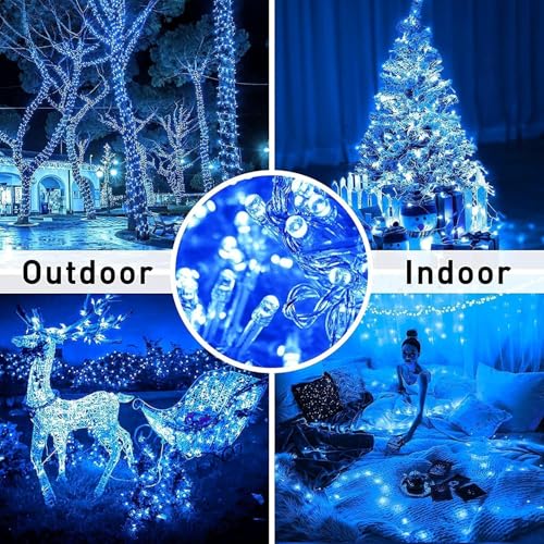 Image of LED String Lights 15 Meter Fairy Lights with Full View Light 42 LED Bulb Waterproof & Flexible Copper LED Serial String Lights (Blue, Pack of 2)