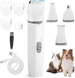 Kit Máquina De Tosa Pets Gato Cachorro Tosador Profissional 4 em 1 máquina de tosa pet Kit Silenciosa Aparador com Lâminas Precisas e com Altura Ajustável Recarregável Maquininha para cães e gatos