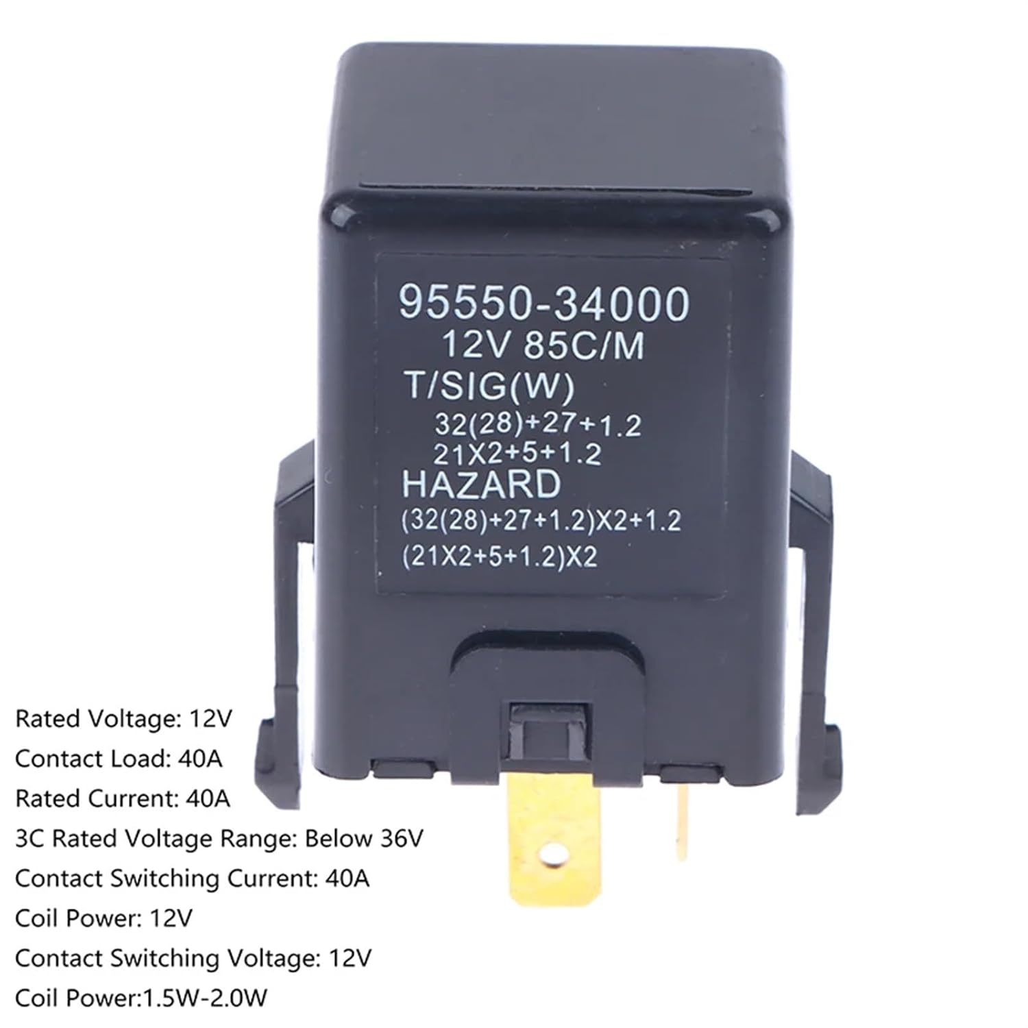 1pcs Car Turn Signal Flasher Relay 95550-34000 95550-39000 Flasher Relay Interior Parts, Black