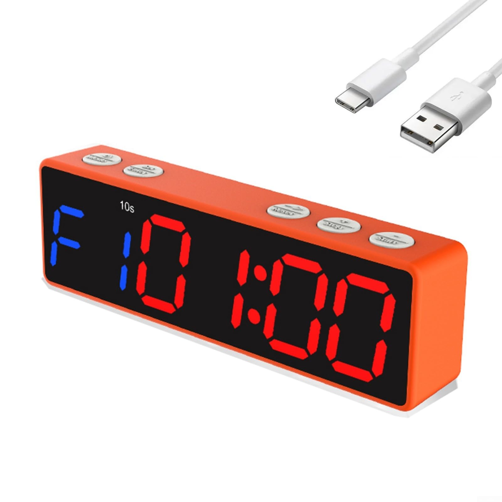 Timer magnetico portatile per palestra e sport, ricaricabile e pratico (lettera verde bianca in cornice arancione)